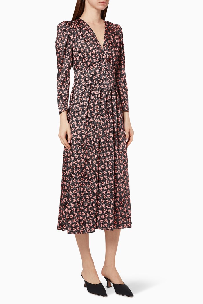 Floral Printed Midi Dress, Pink