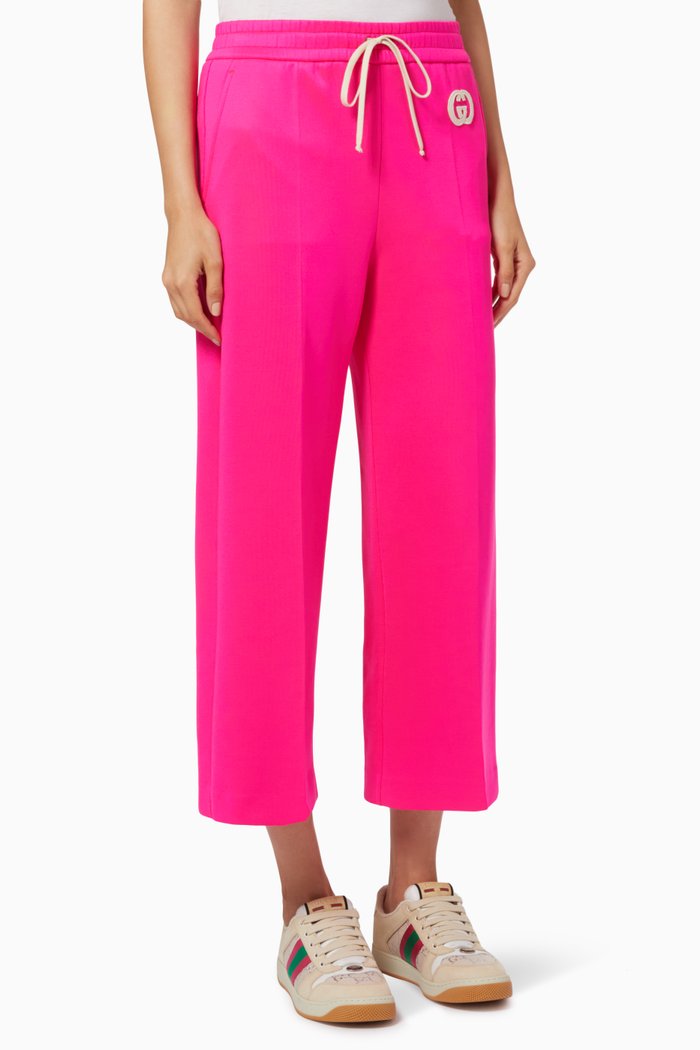 

Logo Patch Jersey Cropped Pants, Pink