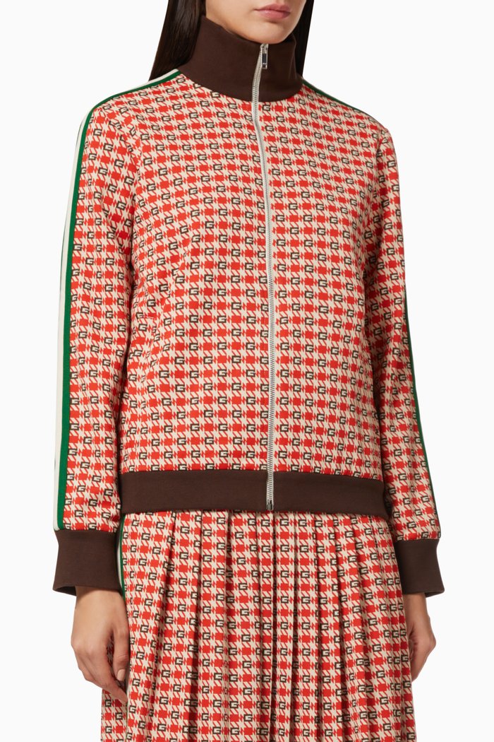 

G Geometric Jacquard Jacket, Red