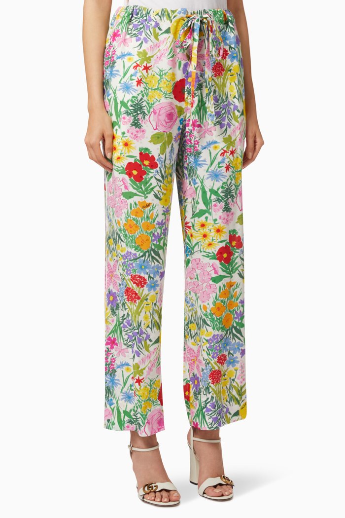 

x Ken Scott Floral Silk Twill Pants, Multicolour