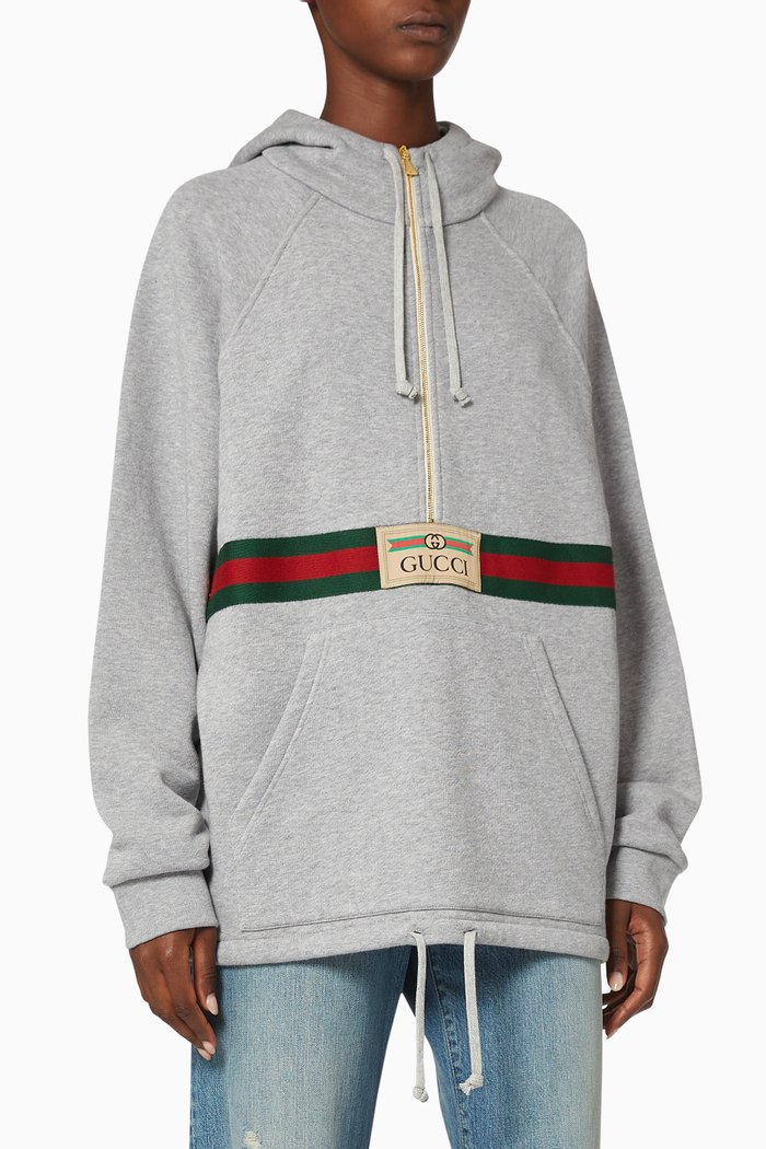 

Web & Gucci Label Sweatshirt, Grey