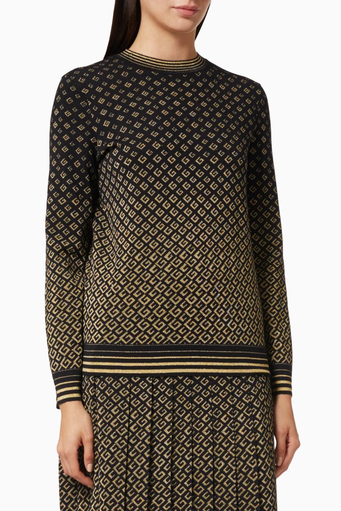 GG Motif Wool Sweater, Gold