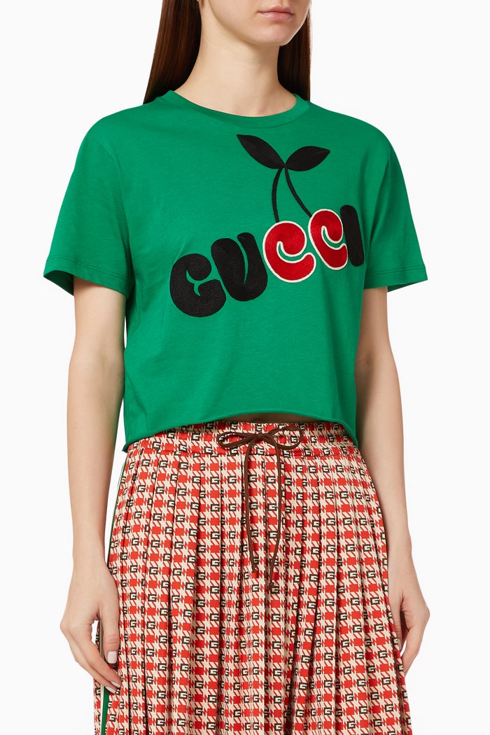 

Gucci Cherry Print Cotton T-shirt, Green