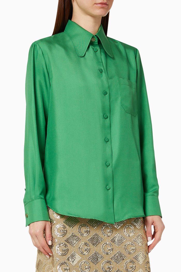 

Silk Twill Shirt, Green