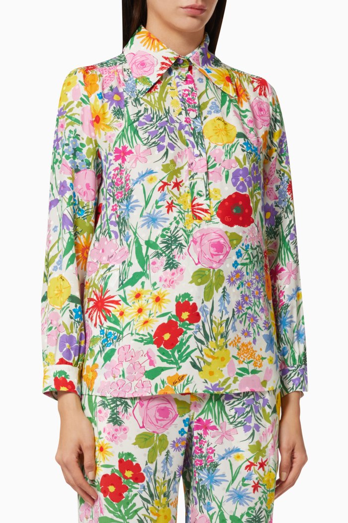 

x Ken Scott Floral Silk Twill Shirt, Multicolour