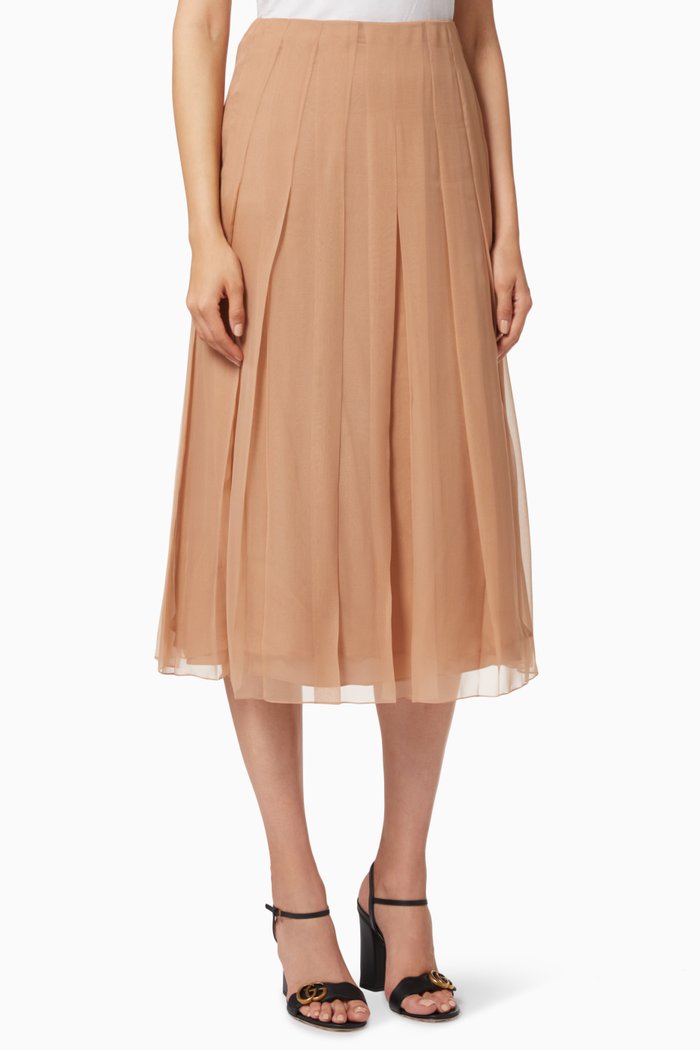 

Silk Chiffon Midi Skirt, Neutral