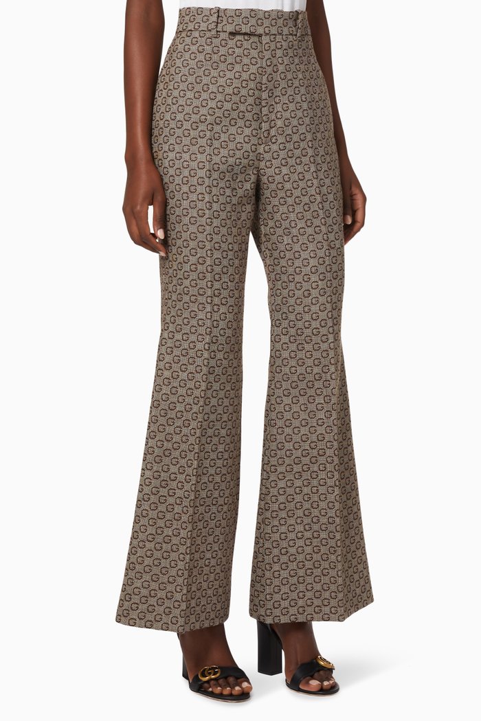 

Light GG Lamé Flare Pants, Brown
