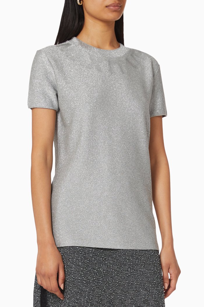 

Dare Lamé Slogan T-shirt, Grey