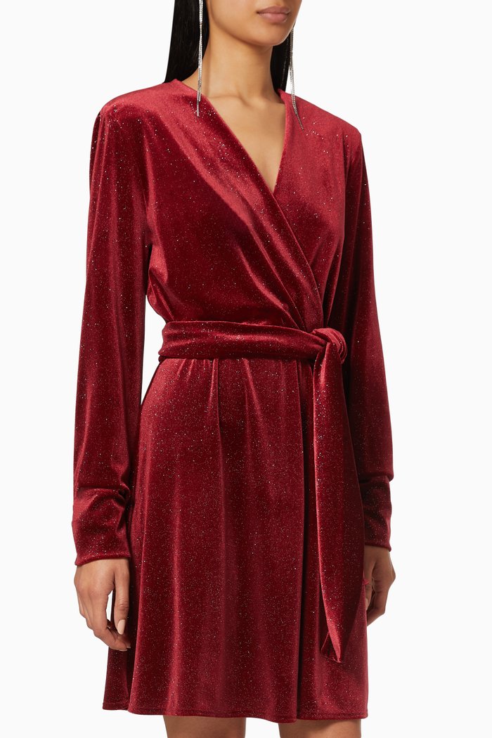 

Perla Glitter Velvet Dress, Burgundy