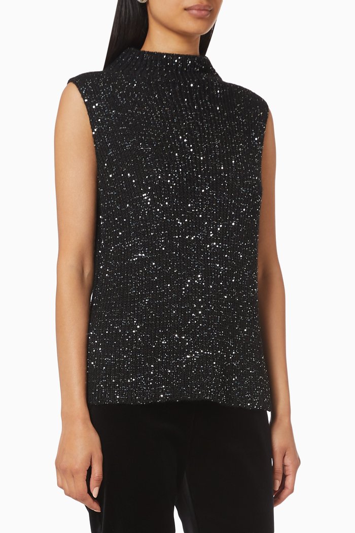 

Prato Sequin Knit Top, Black