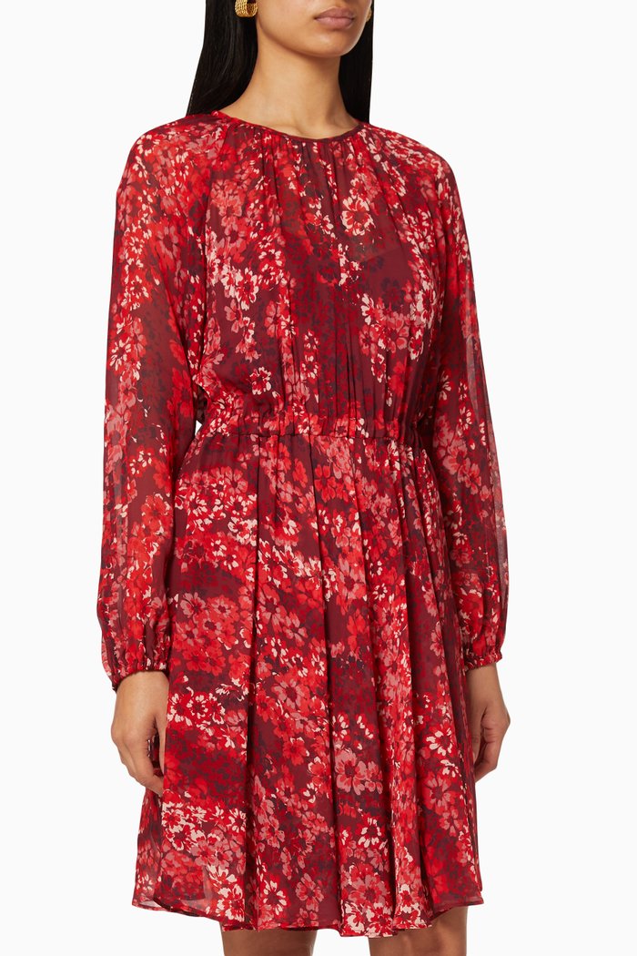 

Rafia Floral Georgette Dress, Burgundy