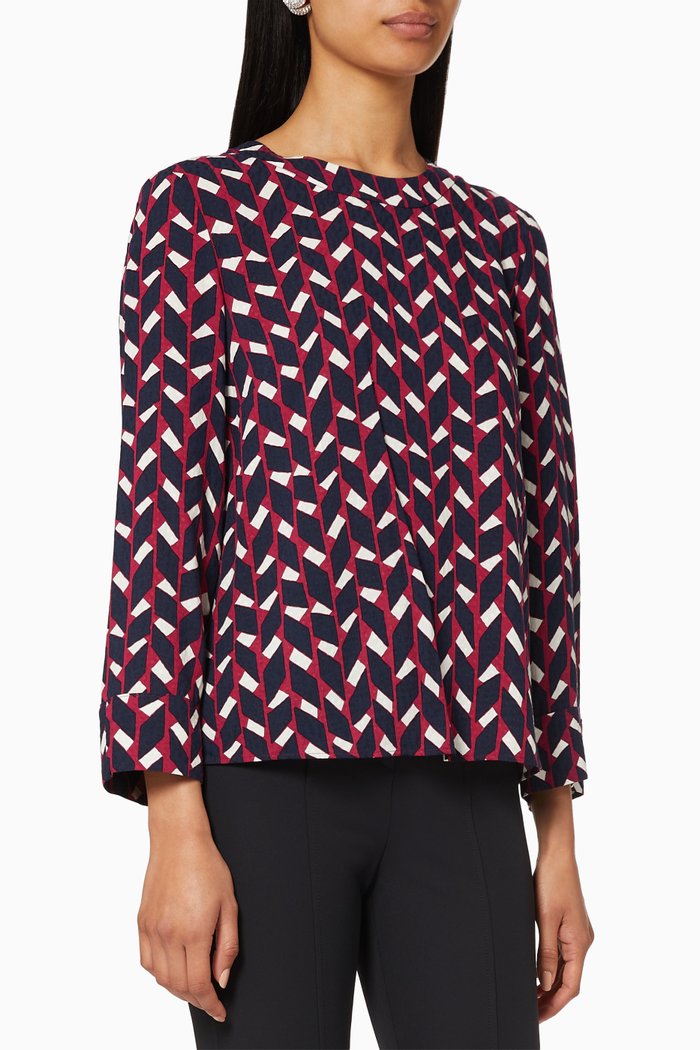 Roccia Printed Blouse, Burgundy