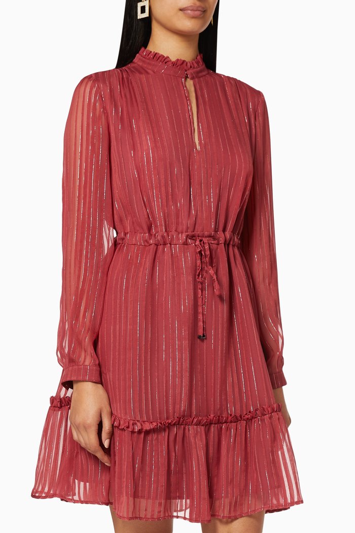 

Martin Tiered Lame Dress, Burgundy