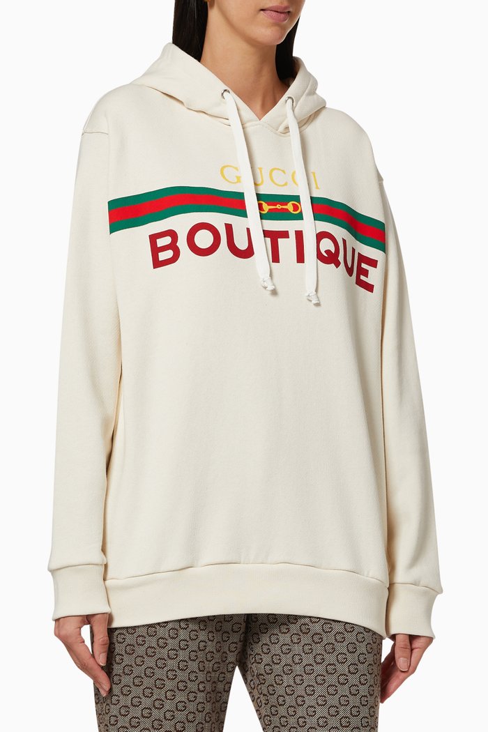 

Boutique Print Hooded Sweatshirt in Cotton Jersey, Neutral
