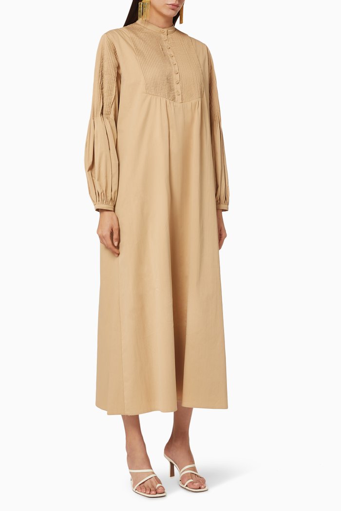 

Pleated Maxi Dress, Brown