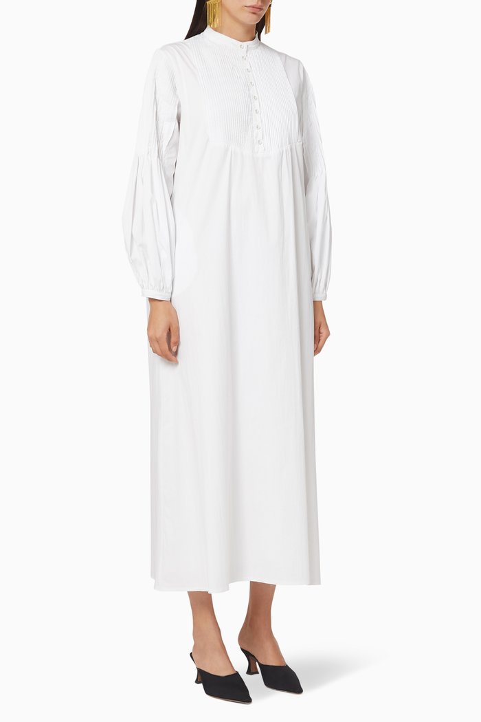 

Pleated Maxi Dress, White