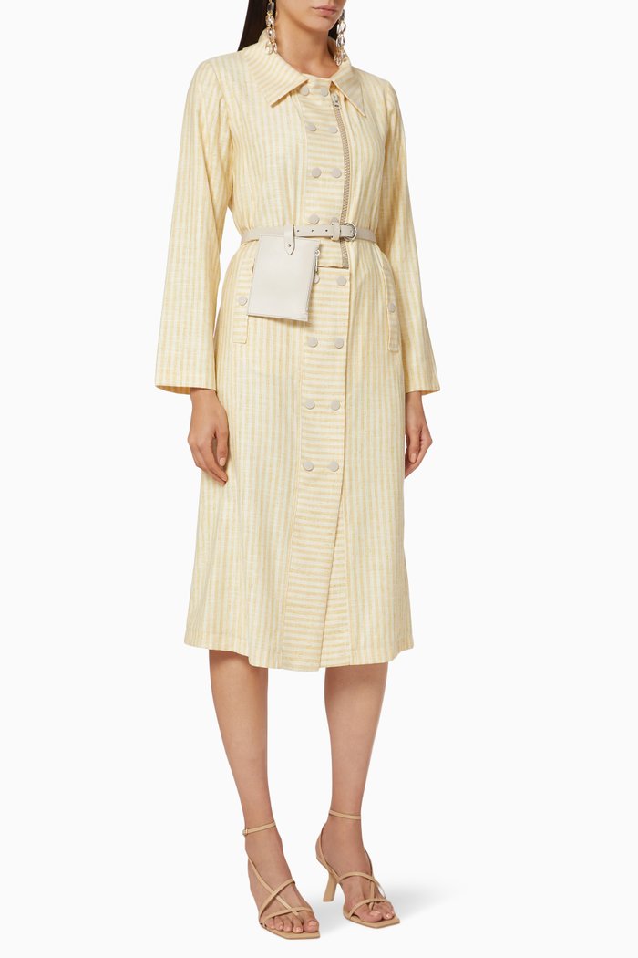 

Jacket Dress with Stripes, Neutral