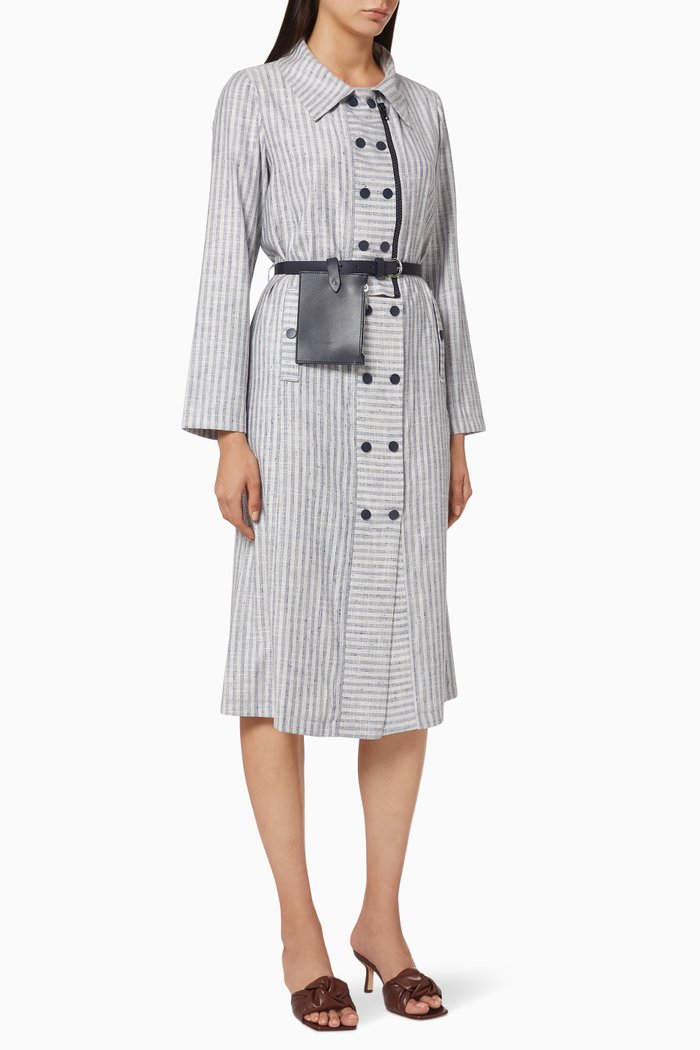 

Jacket Dress with Stripes, Blue