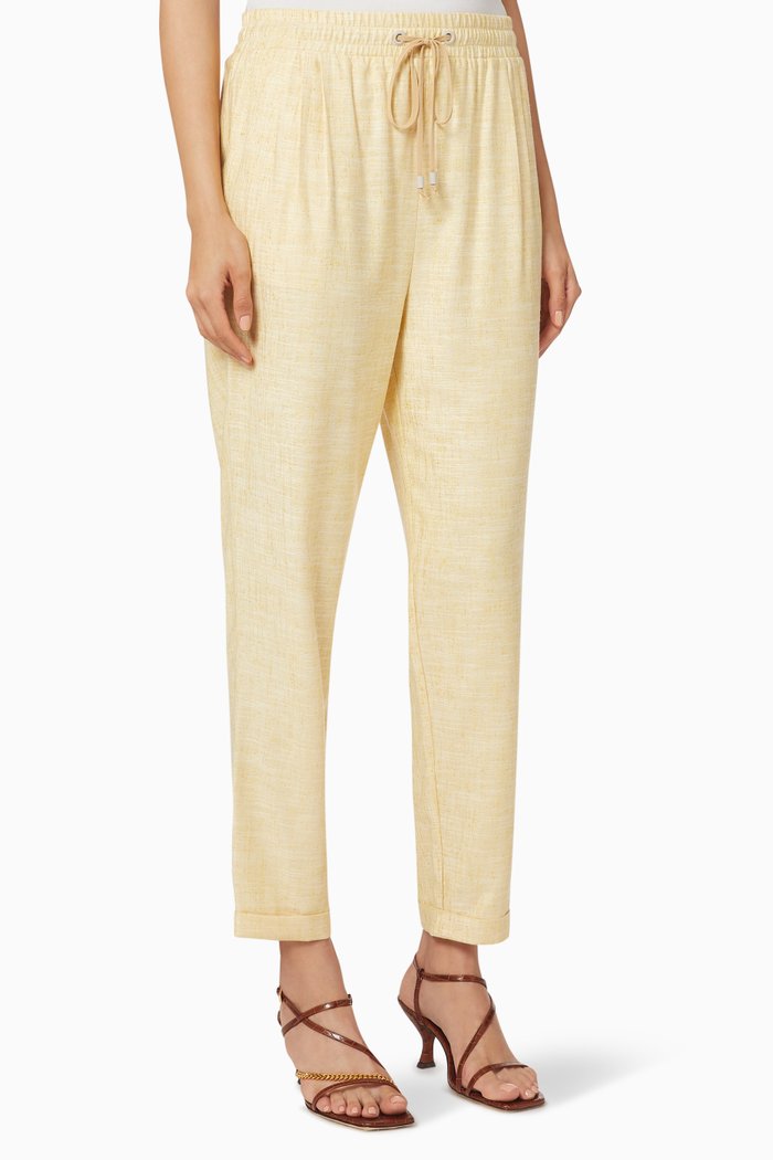 

Cropped Pants with Contrast Drawstrings, Neutral