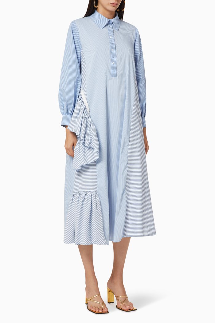 

Ruffle Shirt Dress, Blue