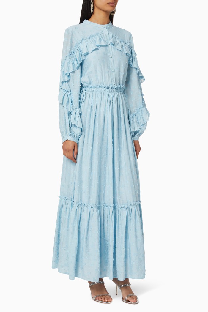 

Frilled Maxi Dress, Blue