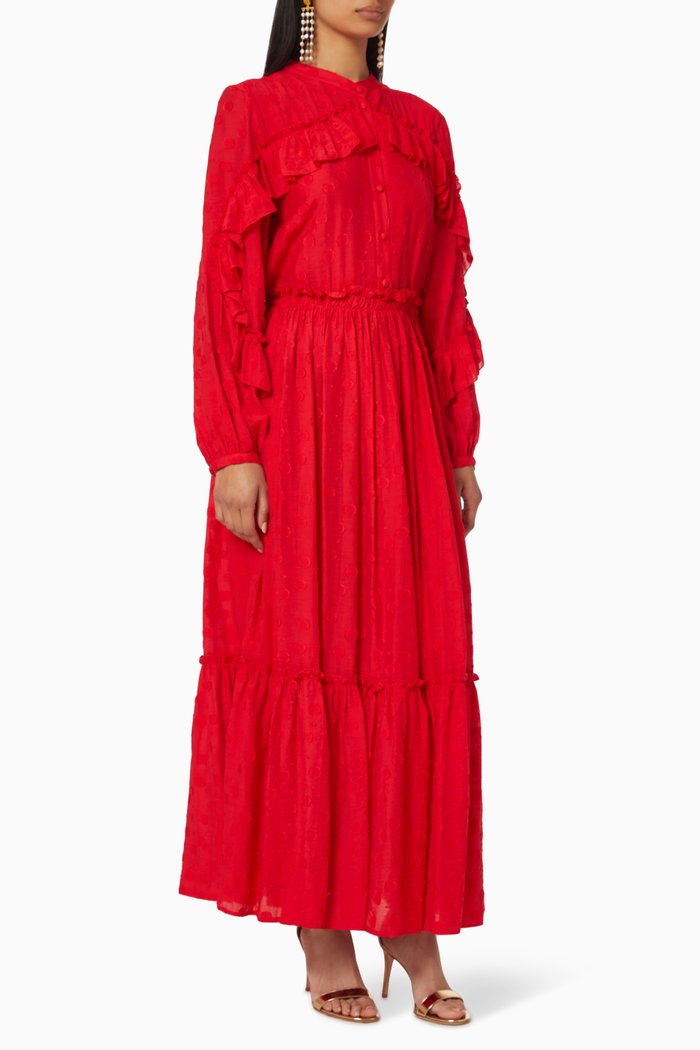 

Frilled Maxi Dress, Red