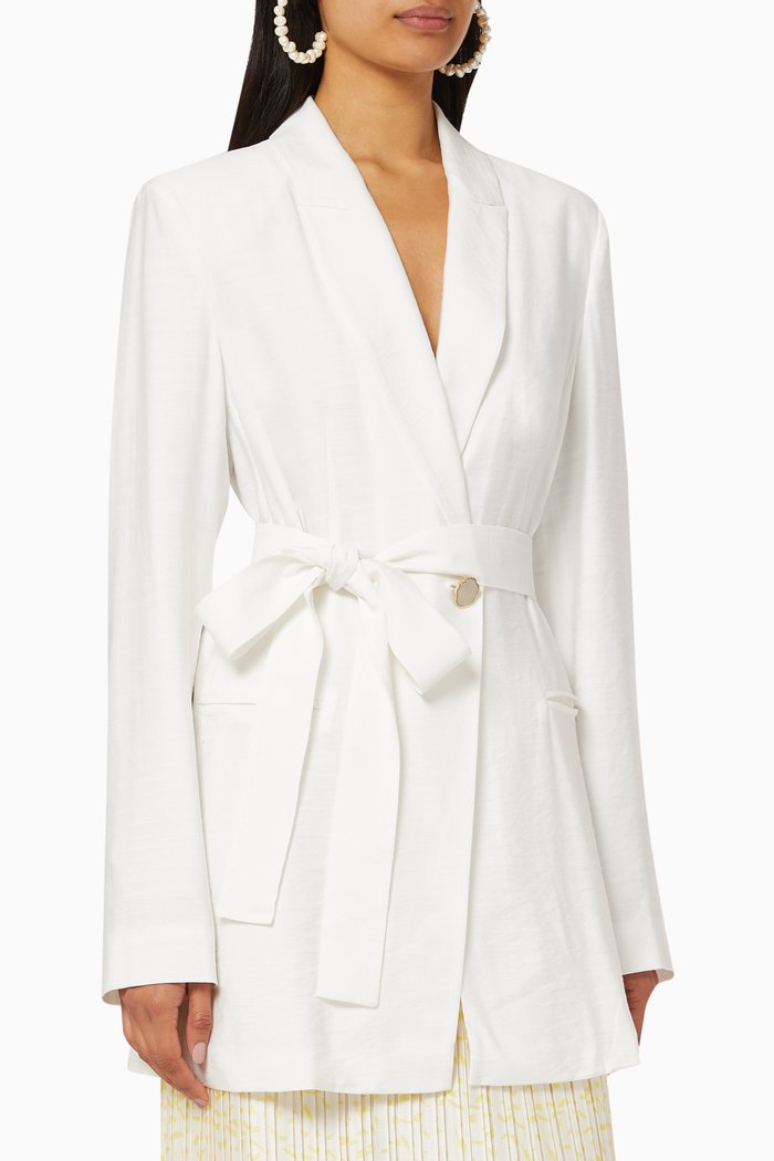 

Longline Belted Blazer, White