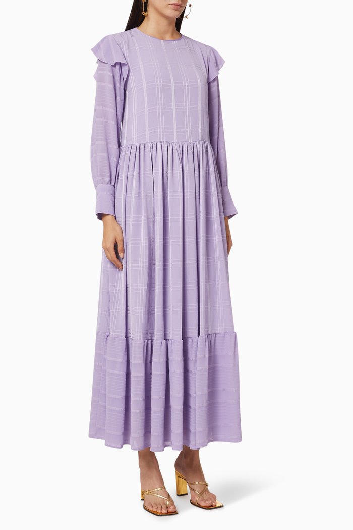 

Plaid Ruffle Dress, Purple