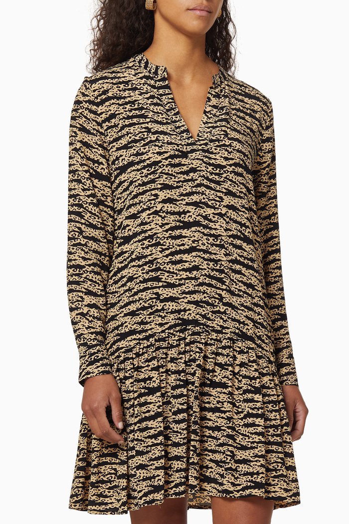 

Tiger Leopard Viscose Cupro Dress, Brown