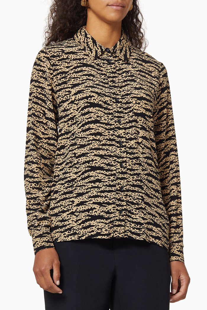 

Tiger Leopard Viscose Cupro Blouse, Brown
