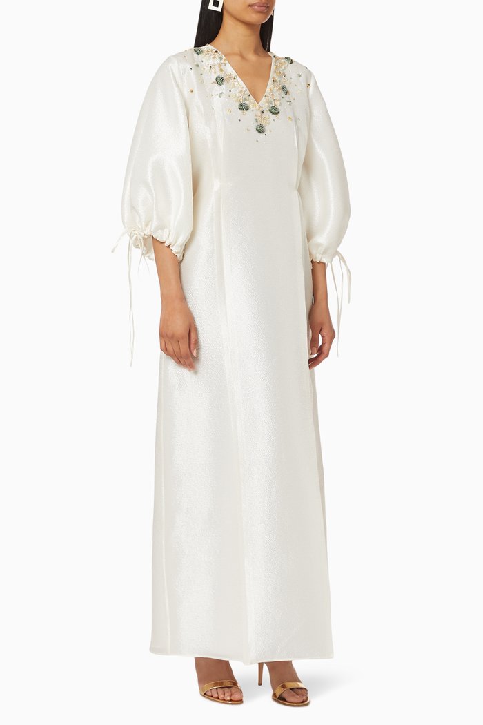 

Peony Taffeta Kaftan, White