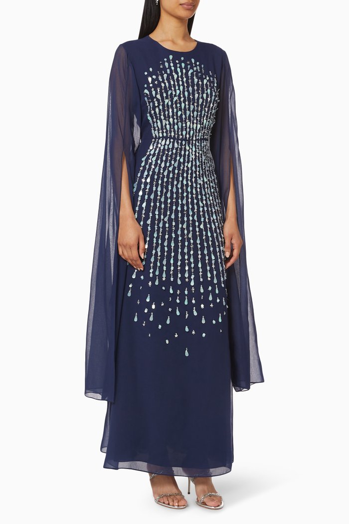 

Indigo Embellished Kaftan, Blue