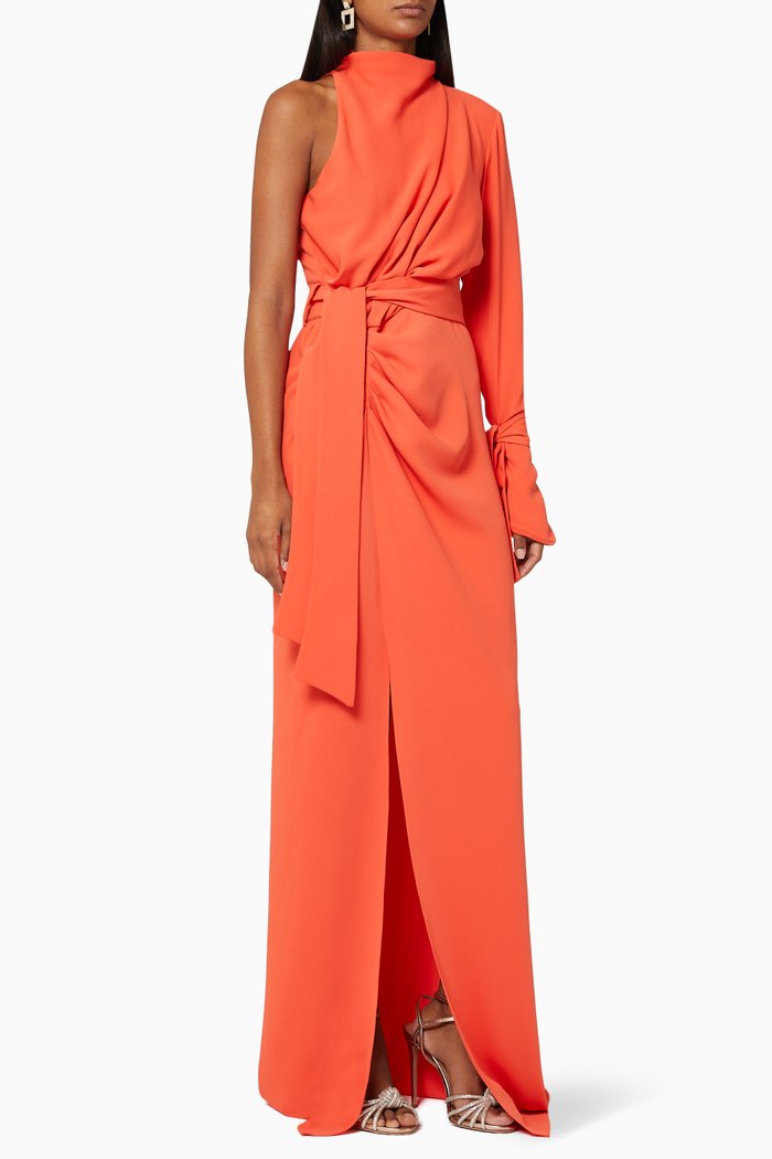 

Draped Light Crepe Dress, Red