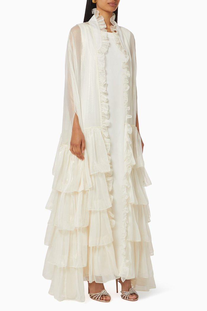 

Ruffled Chiffon Dress Set, Green