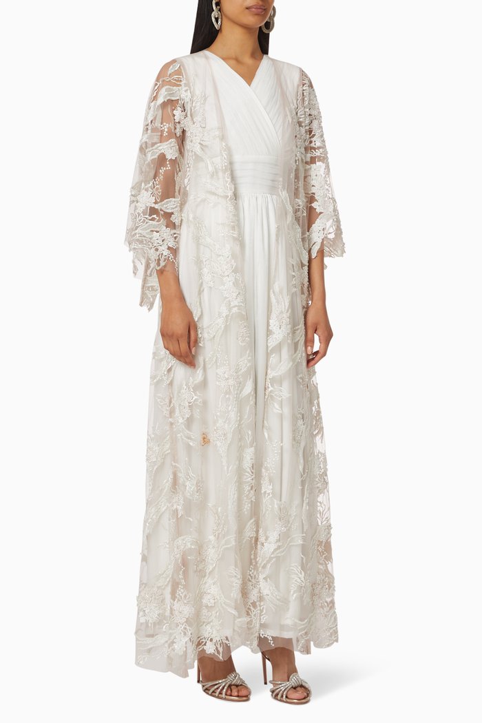 Brocade Embroidered Jacket & Dress, Pink