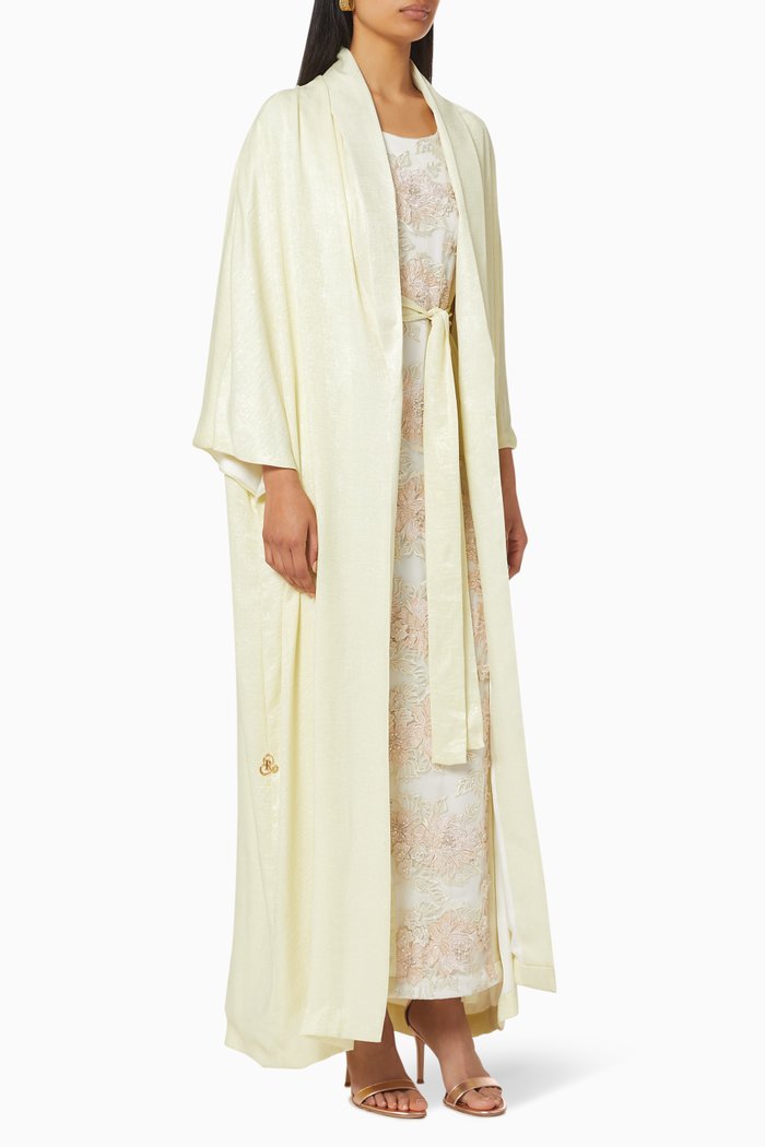 

Embroidered Shimmer Kaftan Set, Yellow