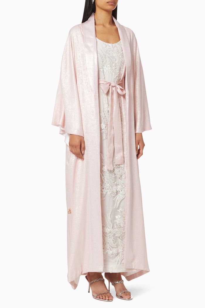 

Embroidered Shimmer Kaftan Set, Pink