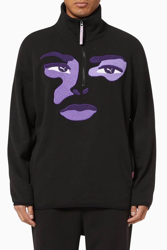 

x KidSuper Studios Half Zip Sweatshirt, Black