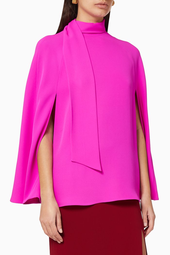 Cady Couture Silk Cape Top, Pink