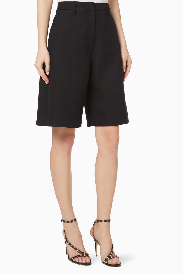 

VGOLD Double Splittable Gabardine Bermuda Shorts, Black