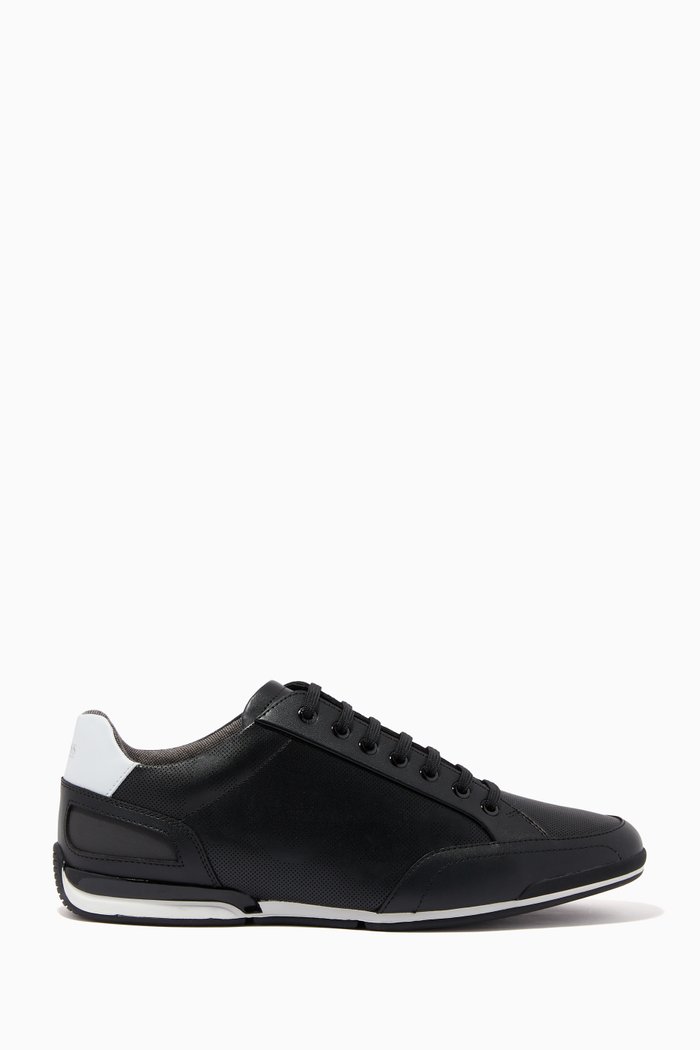 

Saturn Perforated Sneakers in Leather, Black