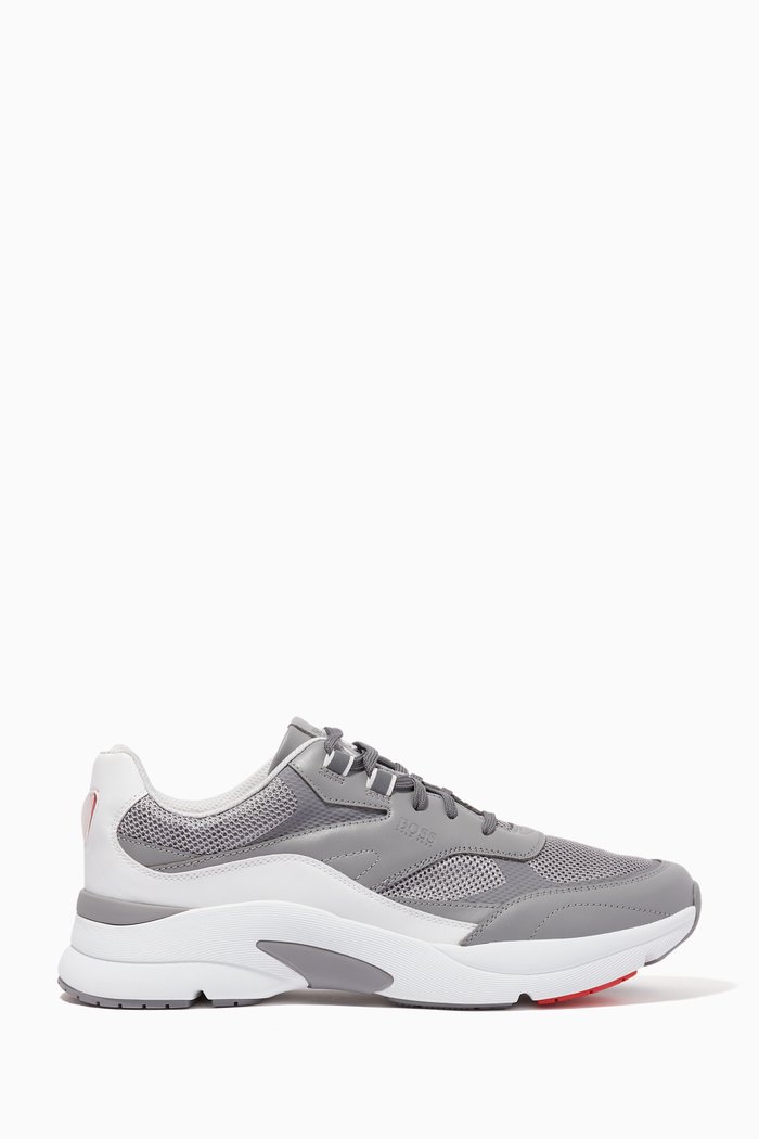 

Ardical Running Sneakers in Leather & Mesh, Grey