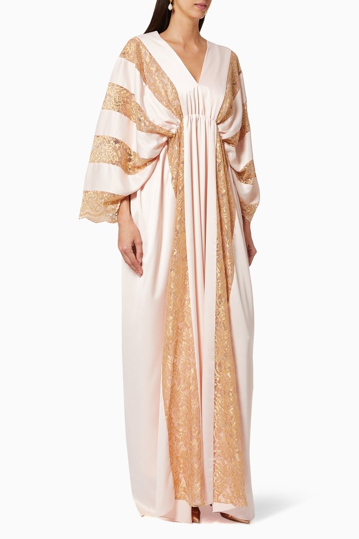 

Arielle Lace & Crepe Maxi Dress, Pink