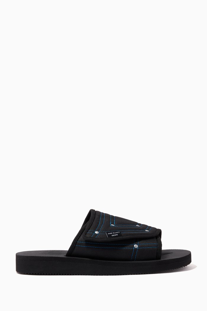 

x John Elliott Saw-Cab Sandals in Nylon, Black