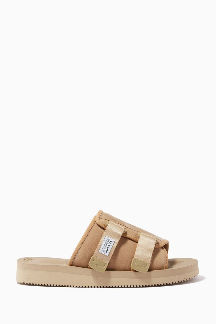 

Kaw Strap Sandals in Suede & Nylon, Neutral