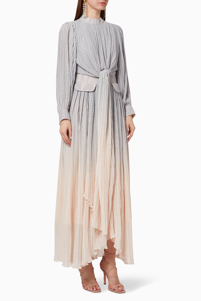 

Pleated Ombre Knot Dress, Multicolour