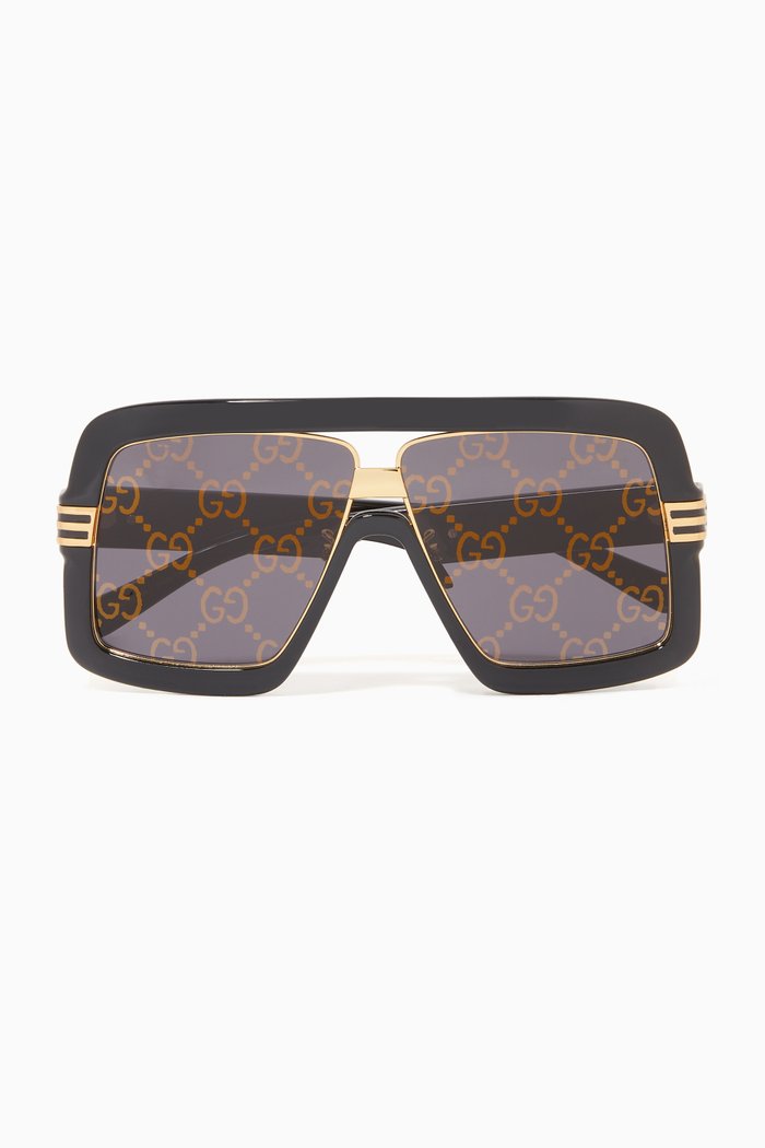 

Oversized Logo Sunglasses in Acetate, Black