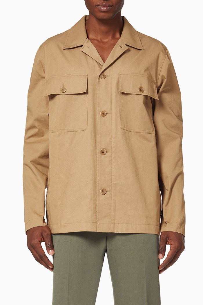 

Fabian Organic Cotton Twill Overshirt, Neutral