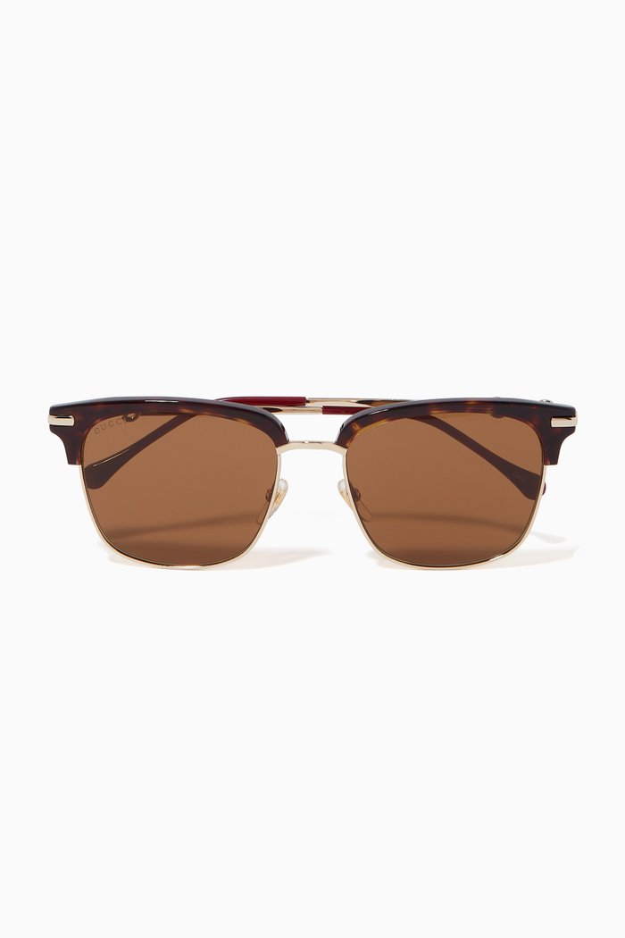 

D-Frame Sunglasses in Acetate & Metal, Brown