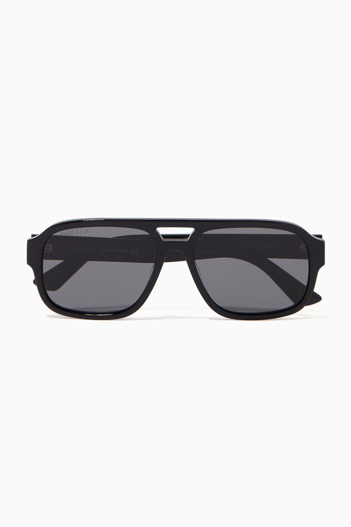 

Square Pilot Sunglasses in Acetate, Black